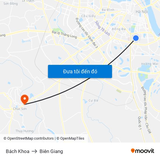 Bách Khoa to Biên Giang map