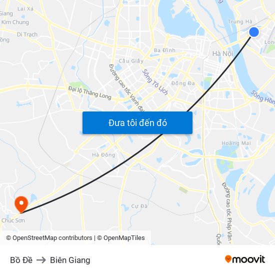 Bồ Đề to Biên Giang map