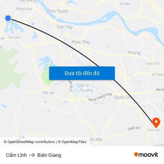 Cẩm Lĩnh to Biên Giang map