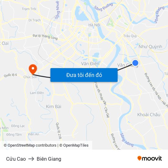 Cửu Cao to Biên Giang map