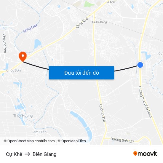 Cự Khê to Biên Giang map