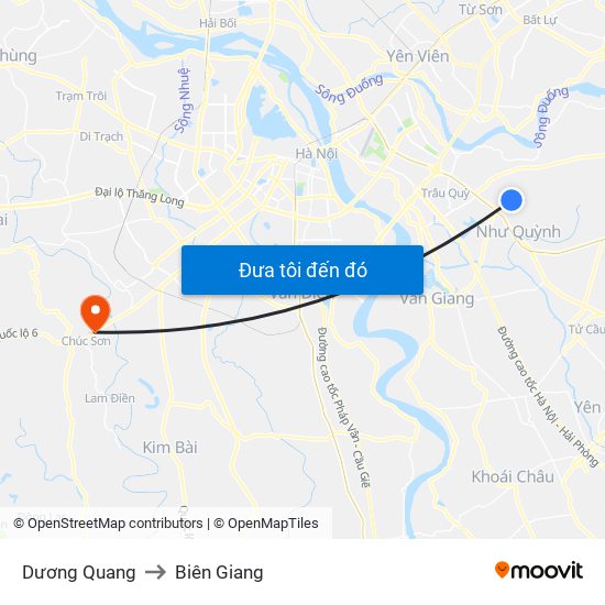 Dương Quang to Biên Giang map