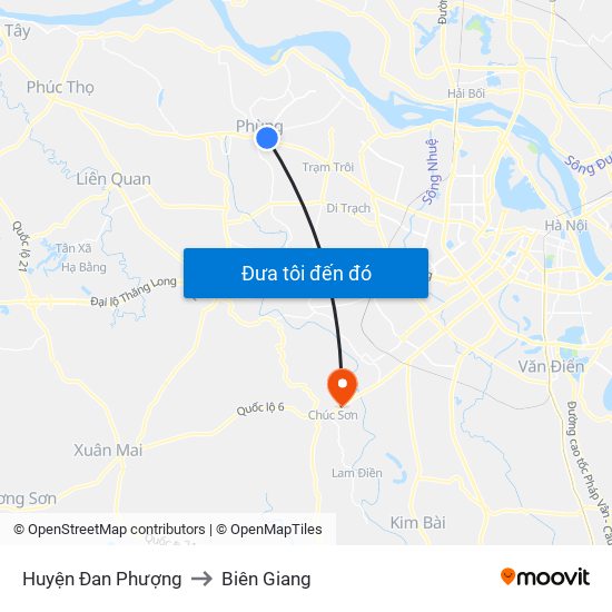 Huyện Đan Phượng to Biên Giang map