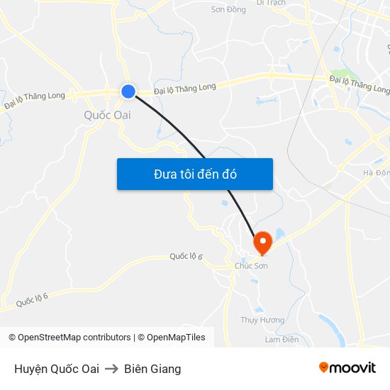 Huyện Quốc Oai to Biên Giang map