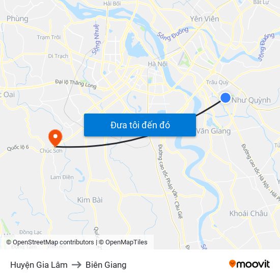 Huyện Gia Lâm to Biên Giang map