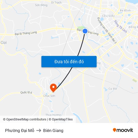 Phường Đại Mỗ to Biên Giang map