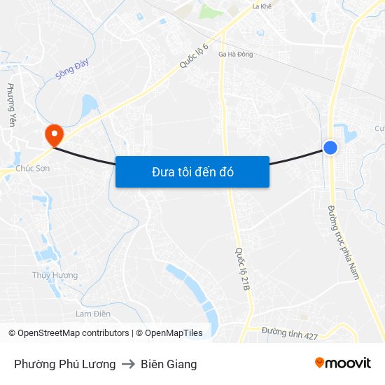 Phường Phú Lương to Biên Giang map