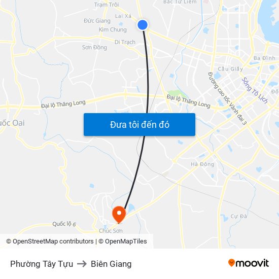 Phường Tây Tựu to Biên Giang map