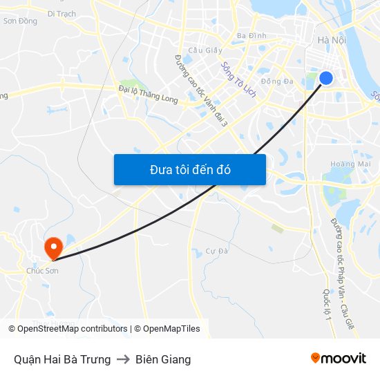 Quận Hai Bà Trưng to Biên Giang map