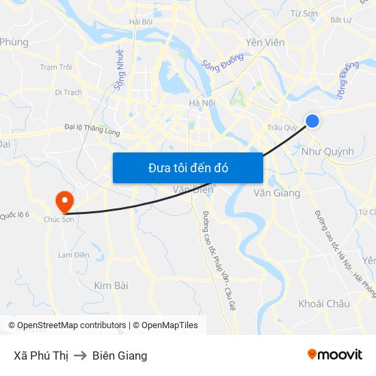 Xã Phú Thị to Biên Giang map