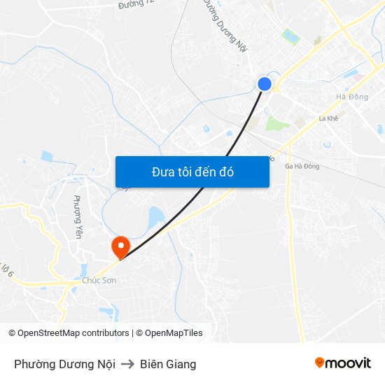 Phường Dương Nội to Biên Giang map