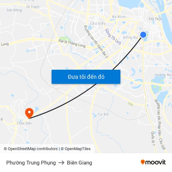 Phường Trung Phụng to Biên Giang map