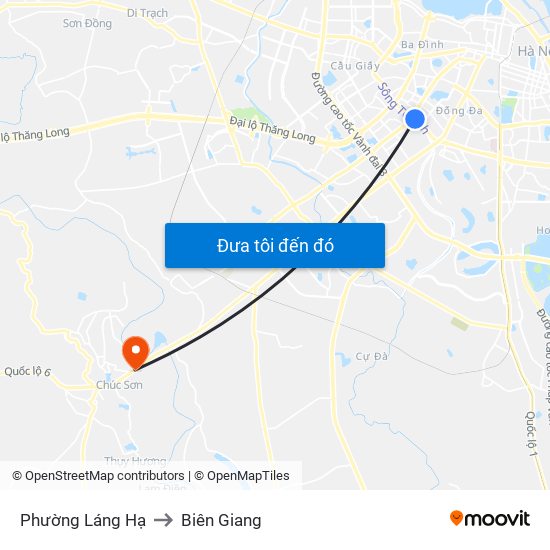 Phường Láng Hạ to Biên Giang map