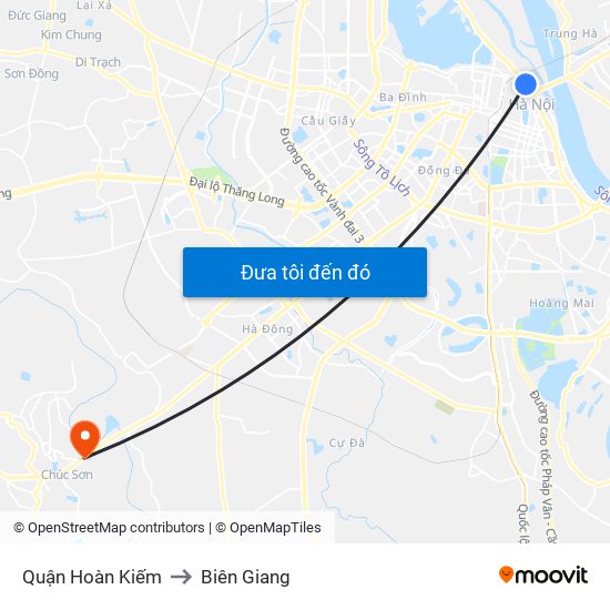 Quận Hoàn Kiếm to Biên Giang map