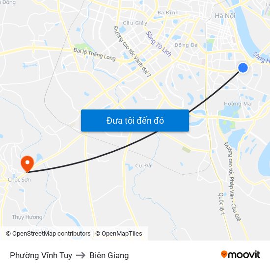 Phường Vĩnh Tuy to Biên Giang map