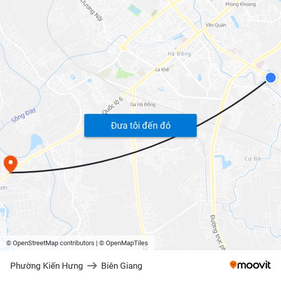 Phường Kiến Hưng to Biên Giang map