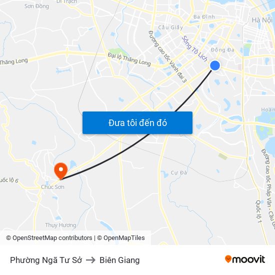 Phường Ngã Tư Sở to Biên Giang map