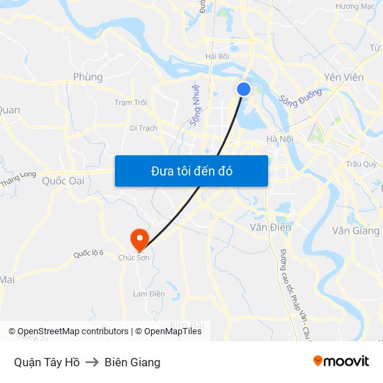 Quận Tây Hồ to Biên Giang map