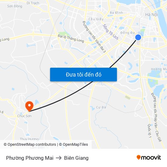 Phường Phương Mai to Biên Giang map