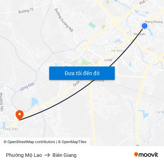Phường Mộ Lao to Biên Giang map