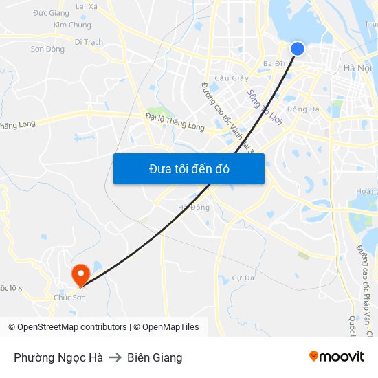 Phường Ngọc Hà to Biên Giang map