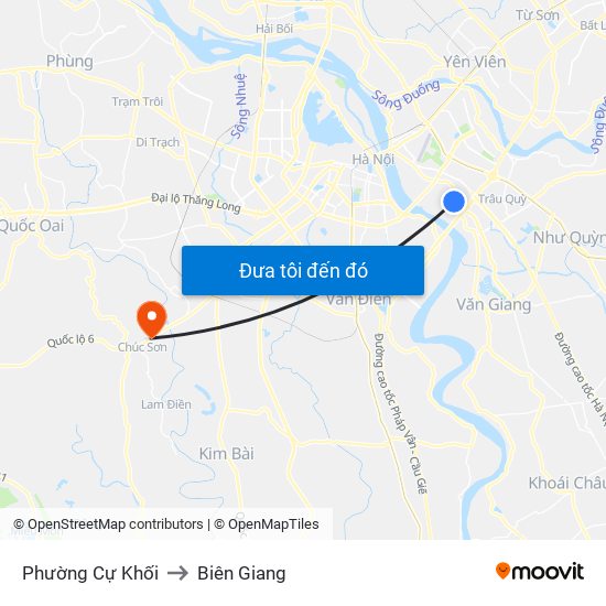 Phường Cự Khối to Biên Giang map