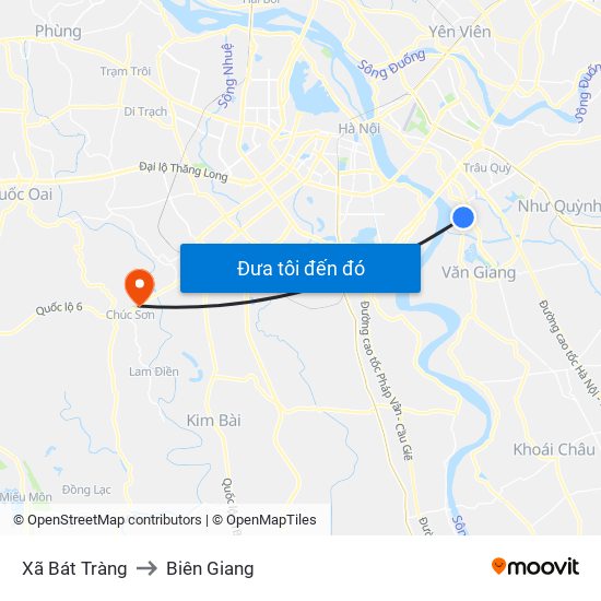 Xã Bát Tràng to Biên Giang map