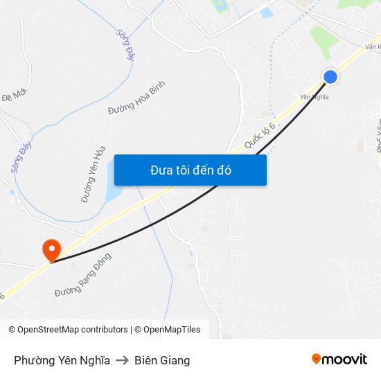 Phường Yên Nghĩa to Biên Giang map