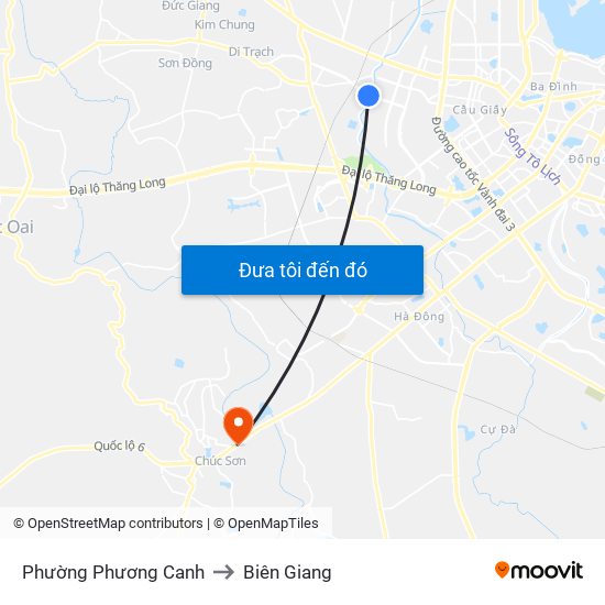 Phường Phương Canh to Biên Giang map