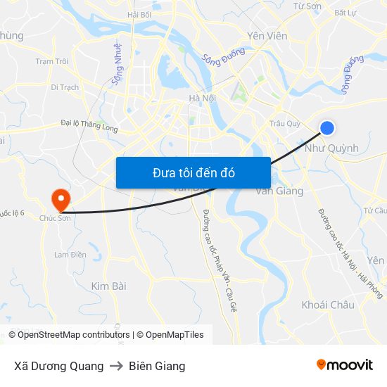 Xã Dương Quang to Biên Giang map