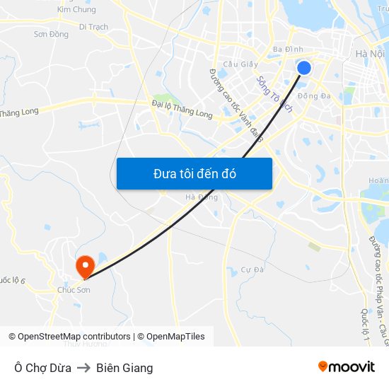 Ô Chợ Dừa to Biên Giang map