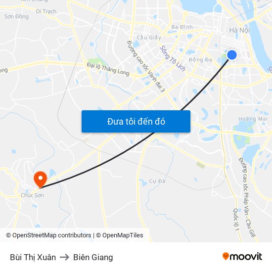 Bùi Thị Xuân to Biên Giang map