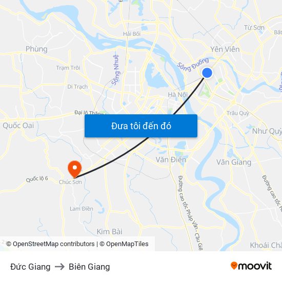 Đức Giang to Biên Giang map