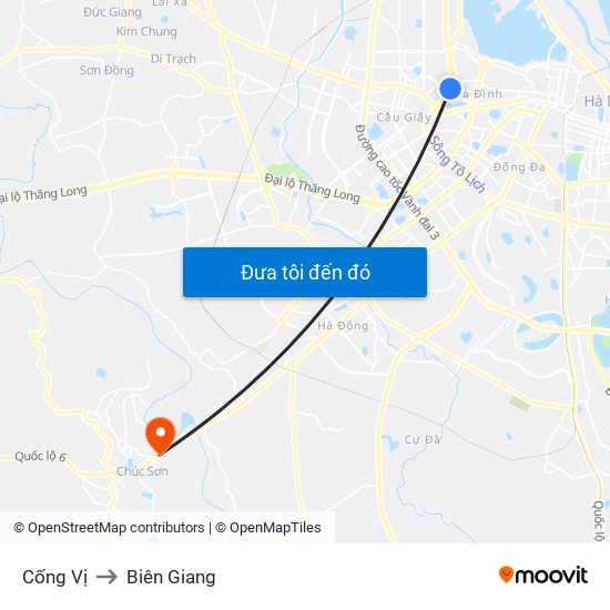 Cống Vị to Biên Giang map