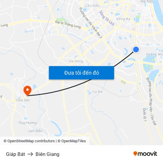 Giáp Bát to Biên Giang map