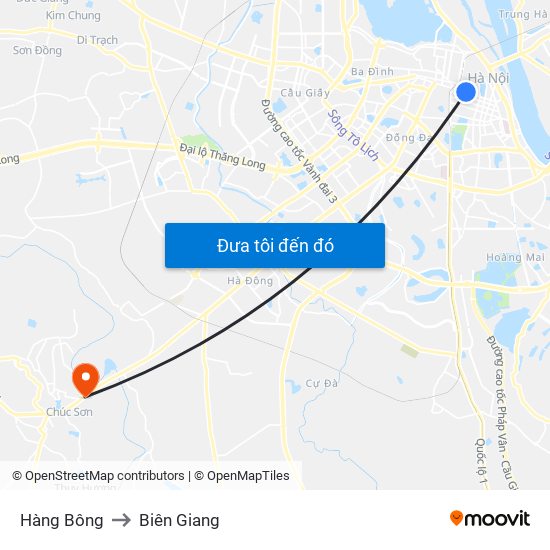 Hàng Bông to Biên Giang map