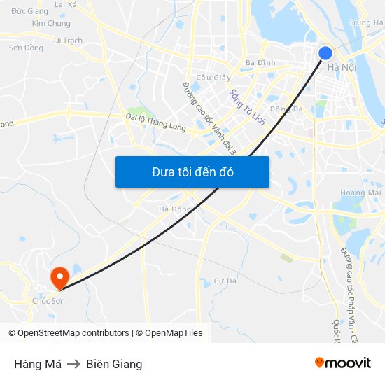 Hàng Mã to Biên Giang map