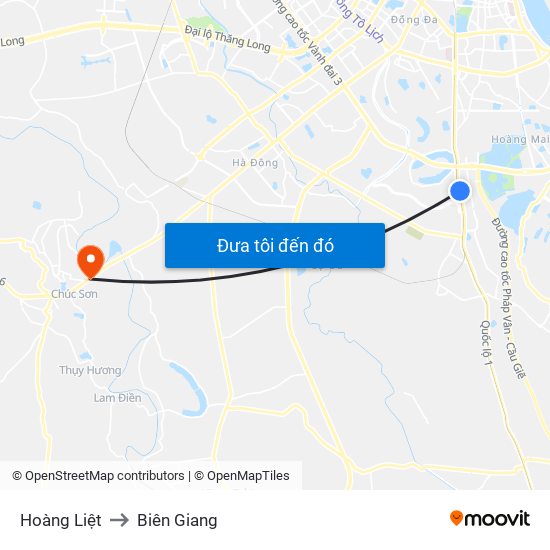 Hoàng Liệt to Biên Giang map