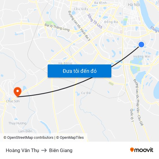Hoàng Văn Thụ to Biên Giang map
