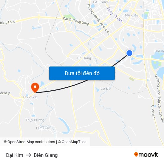 Đại Kim to Biên Giang map