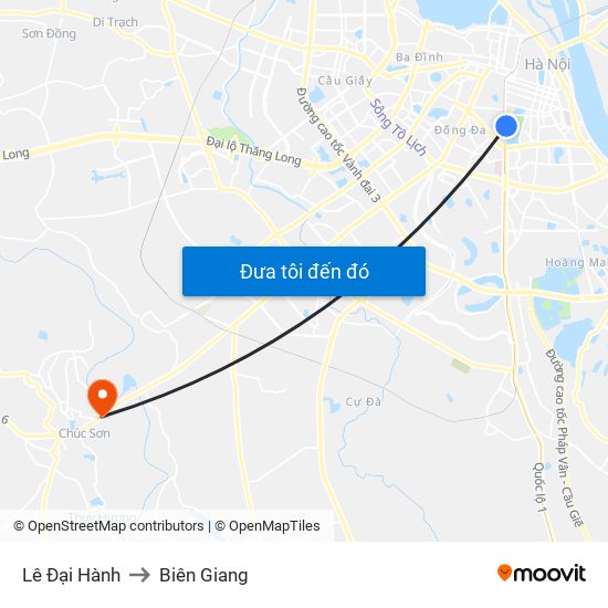 Lê Đại Hành to Biên Giang map