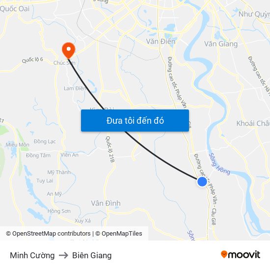 Minh Cường to Biên Giang map