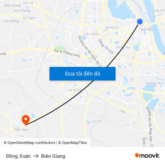 Đồng Xuân to Biên Giang map