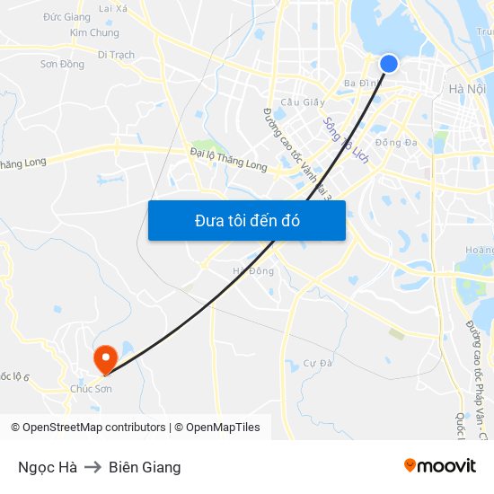 Ngọc Hà to Biên Giang map