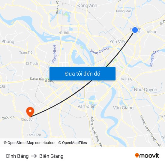 Đình Bảng to Biên Giang map