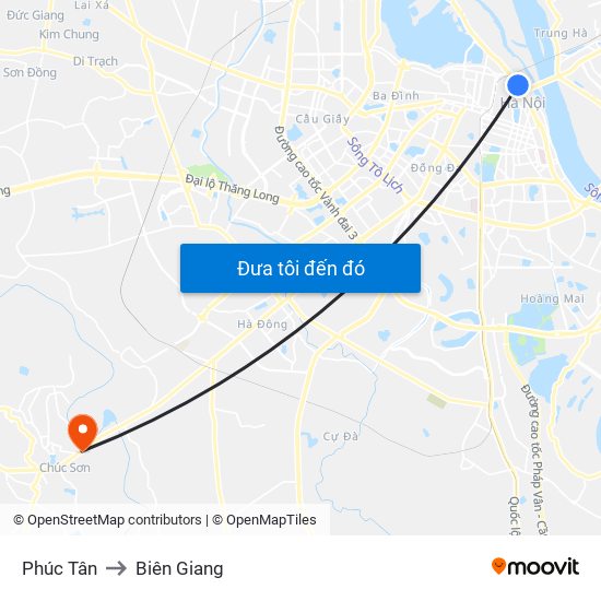 Phúc Tân to Biên Giang map