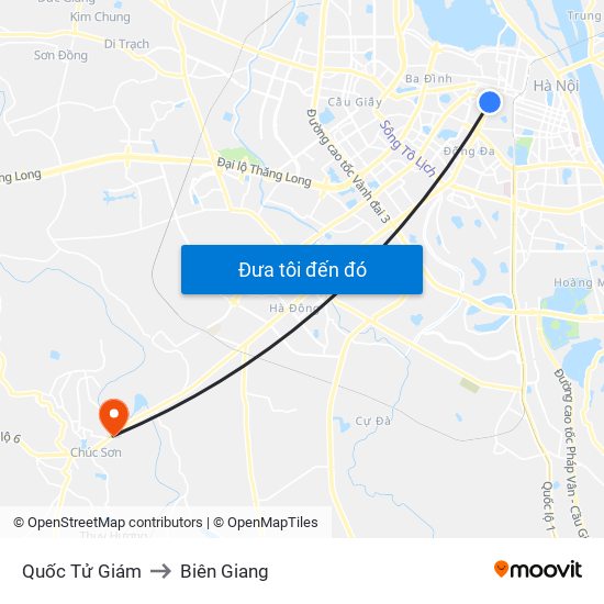 Quốc Tử Giám to Biên Giang map
