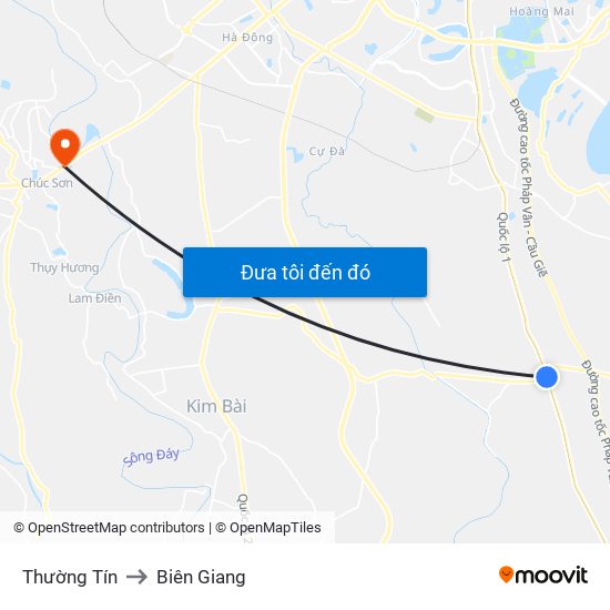Thường Tín to Biên Giang map