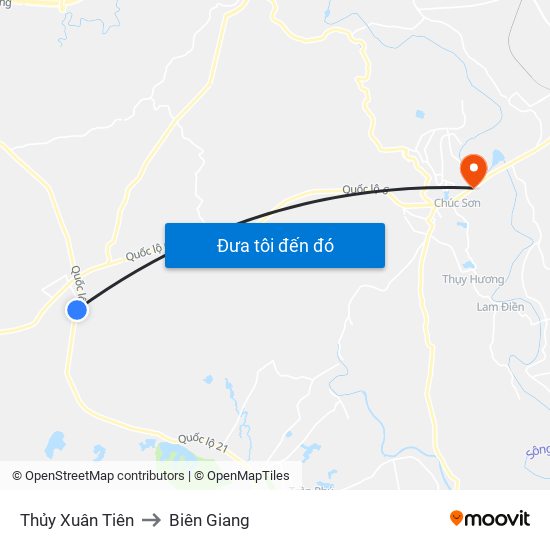 Thủy Xuân Tiên to Biên Giang map