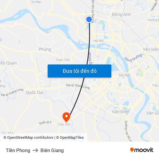 Tiền Phong to Biên Giang map